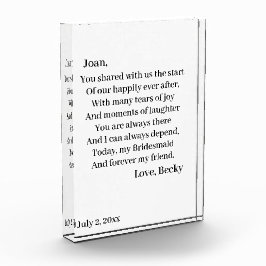 Bloque Para Fotos La dama de honor personalizada