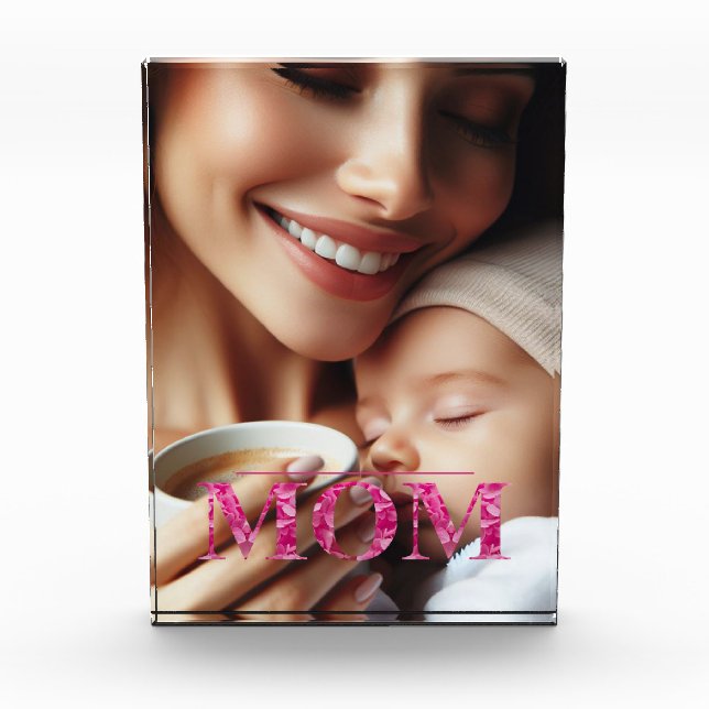 Bloque Para Fotos Lámpara floral rosa de MOM personalizada vertical (Anverso)