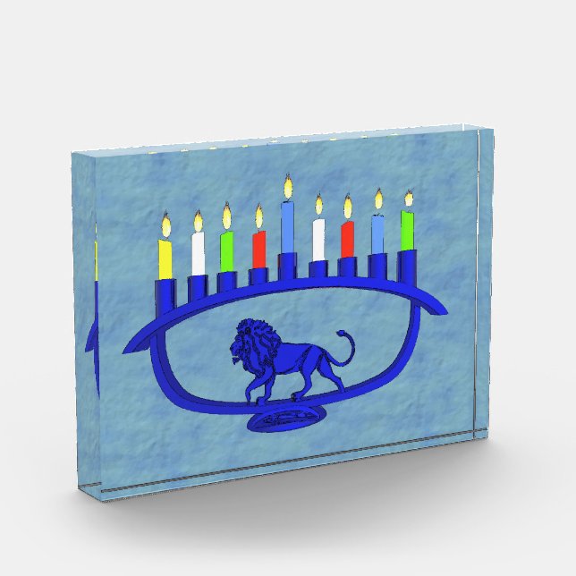 Bloque Para Fotos León azul Menorah (Izquierda)