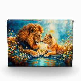 Bloque Para Fotos León Lanza gatos salvajes naturaleza amor vida sal