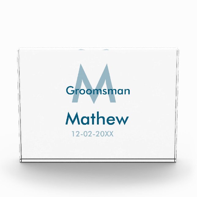 Bloque Para Fotos Letra azul marino groomsman fecha masculina por (Anverso)