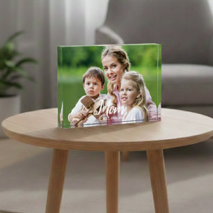 Bloque Para Fotos Letra Moderna Establecida por Mamá Personalizada