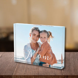 Bloque Para Fotos Letra Moderna Personalizada de Mamá Establecida