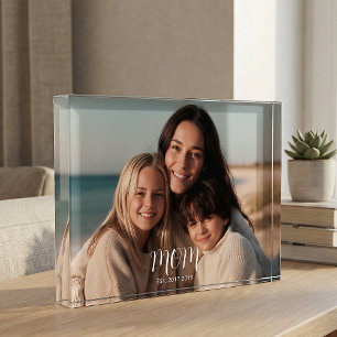 Bloque Para Fotos Letra Moderna Personalizada Mamá Establecida