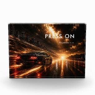 Bloque Para Fotos Letrero de Coche de Carreras Personalizado Press O