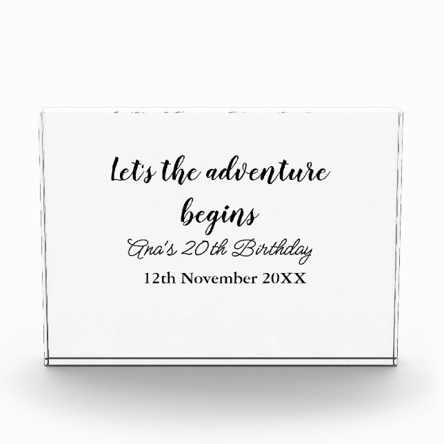 Bloque Para Fotos lets the adventure begins 20th birthday add name d (Anverso)