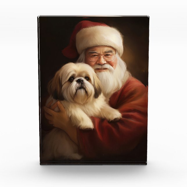 Bloque Para Fotos Lhasa Apso Con Navidades Festividades De Santa Cla (Anverso)