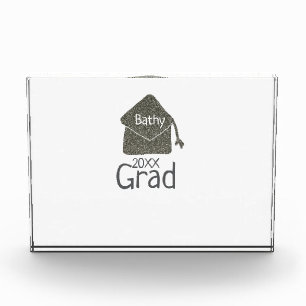 Bloque Para Fotos Límite de graduación plateado purpurina añadir nom