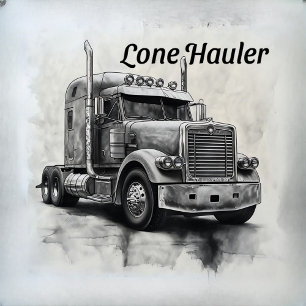 Bloque Para Fotos "Lone Hauler - Negrita Carbón Bobtail Truck Art Pr