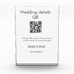 Bloque Para Fotos Los detalles sitio web boda scan QR añadir nombre