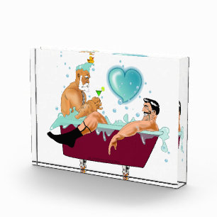 Bloque Para Fotos Los dos hombres gay de SlipperyJoe aman la bañera