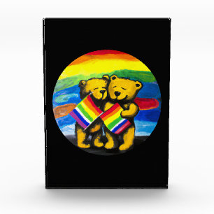 Bloque Para Fotos Los osos aman a la pareja LGBT bandera arcoiris