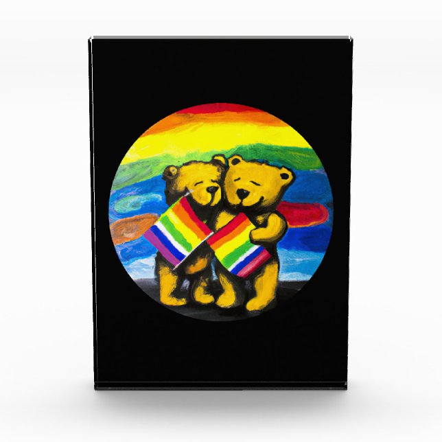 Bloque Para Fotos Los osos aman a la pareja LGBT bandera arcoiris (Anverso)