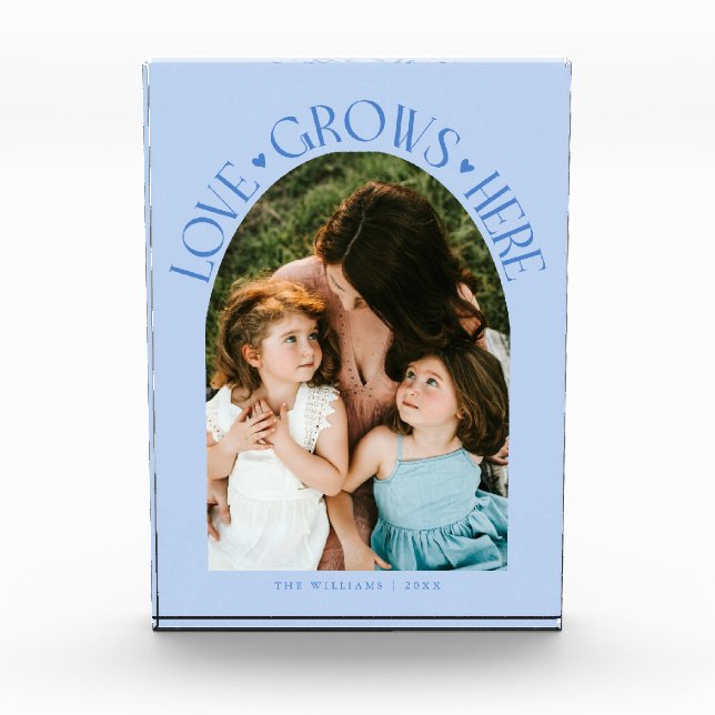 Bloque Para Fotos Love Grows Here Modern Arch Icy Blue (Anverso)