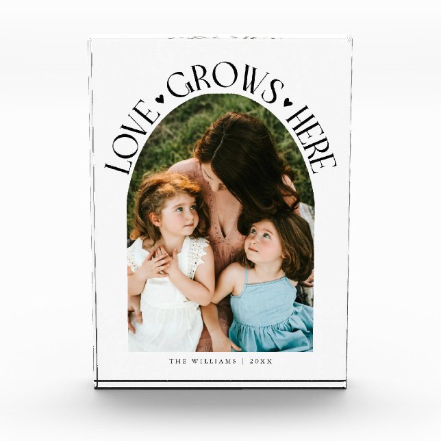 Bloque Para Fotos Love Grows Here Modern Arch White (Anverso)