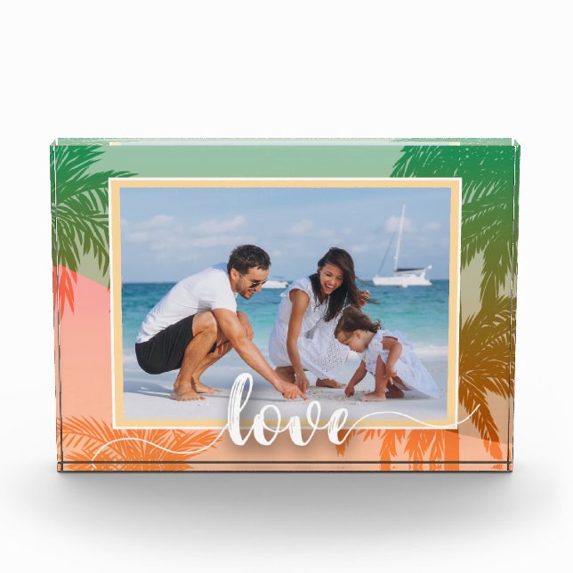 Bloque Para Fotos LOVE Script Tropical Palm Trees (Anverso)