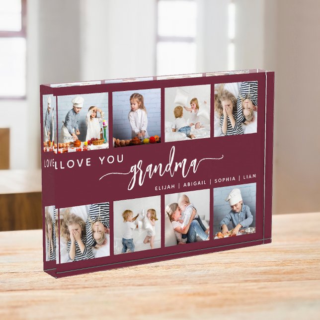 Bloque Para Fotos Love You Grandma 8 Photo Collage Burgundy (Subido por el creador)