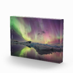 Bloque Para Fotos Luces de Aurora reflejadas en laguna