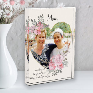 Bloque Para Fotos Madre Floral Oro rosa con forma de corazón geométr
