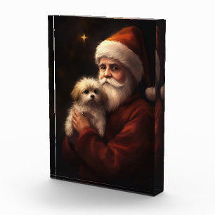 Bloque Para Fotos Maltés Con Santa Claus Navideño Festivo