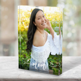 Bloque Para Fotos Mamá caligrafía escrita a mano Corazón Personaliza