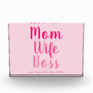 Bloque Para Fotos Mamá esposa jefa degradado rosa escritura personal