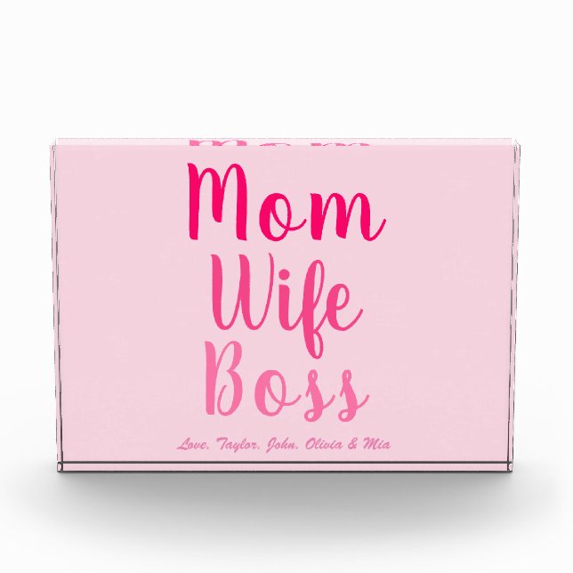 Bloque Para Fotos Mamá esposa jefa degradado rosa escritura personal (Anverso)