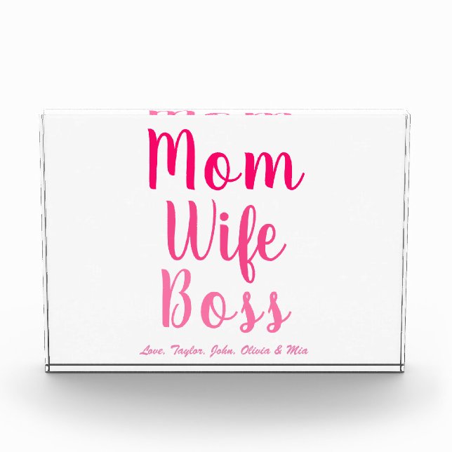 Bloque Para Fotos Mamá esposa jefe gradiente personalizado rosa lind (Anverso)