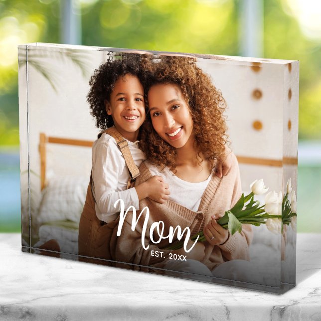 Bloque Para Fotos Mamá Estableció Fecha Personalizado Blanco Letra M (Subido por el creador)