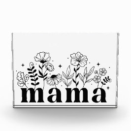 Bloque Para Fotos Mamá Flor Silvestre Minimalista en Blanco y Negro