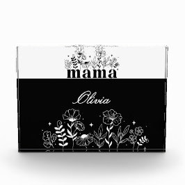 Bloque Para Fotos Mamá Flor Silvestre Minimalista en Blanco y Negro 