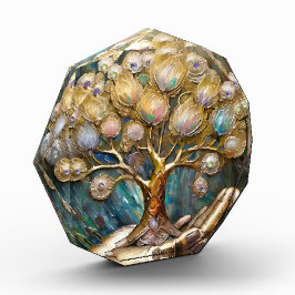 Bloque Para Fotos Mano De Robot Dorado Con Árbol De Oro De Vida