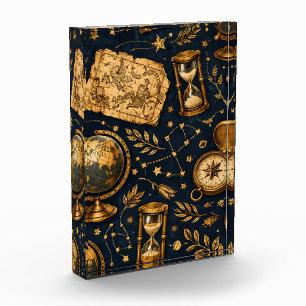 Bloque Para Fotos Mapa Celestial Vintage y Patrón de Astronomía