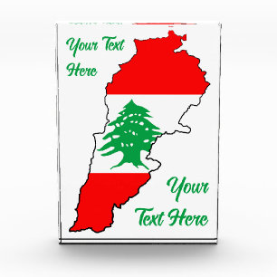 Bloque Para Fotos Mapa del Líbano con bandera