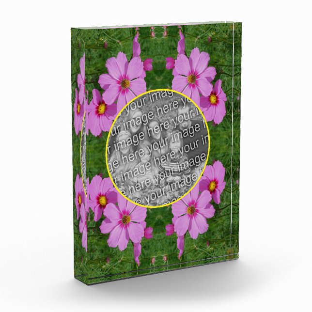 Bloque Para Fotos Marco de flores Cosmos rosadas Añadir (Izquierda)