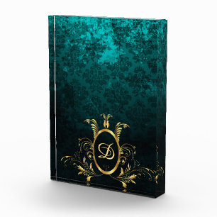 Bloque Para Fotos Marco dorado Damask de lujo personalizado