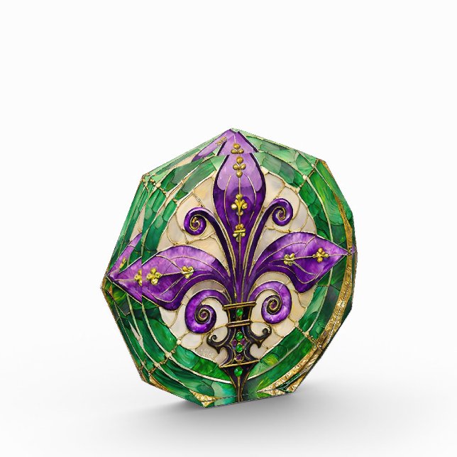 Bloque Para Fotos Mardi Gras Sained Glass Fleur de lis (Izquierda)