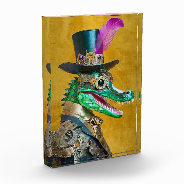 Bloque Para Fotos Mardi Gras Steampunk Fiesta Animal Alligator (Izquierda)
