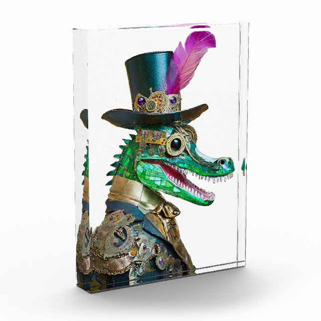 Bloque Para Fotos Mardi Gras Steampunk Fiesta Animal Alligator (Izquierda)