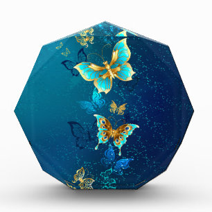 Bloque Para Fotos Mariposas doradas sobre fondo azul