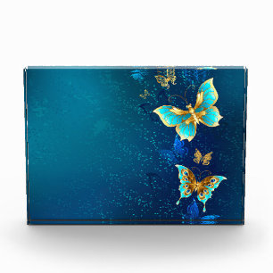 Bloque Para Fotos Mariposas doradas sobre fondo azul