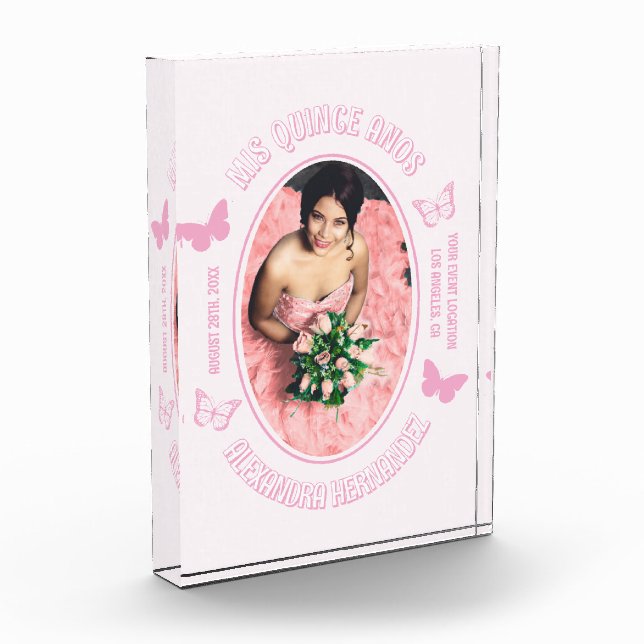 Bloque Para Fotos Mariposas rosadas Quinceanera (Izquierda)
