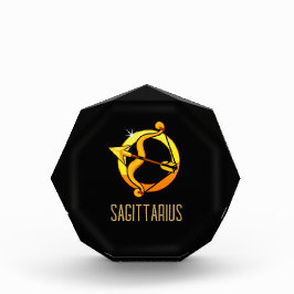 Bloque Para Fotos Marrón y oro Sagittarius zodiac signo negro