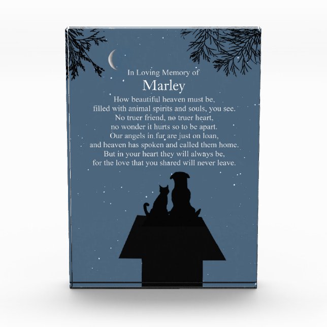 Bloque Para Fotos Mascota conmemorativo Perro gato Poema espiritual  (Anverso)