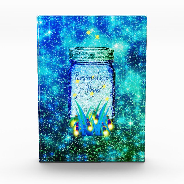 Bloque Para Fotos Mason jar lightbichi luciendo luciérnagas (Anverso)