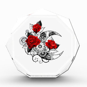 Bloque Para Fotos Media luna mecánica con rosas rojas