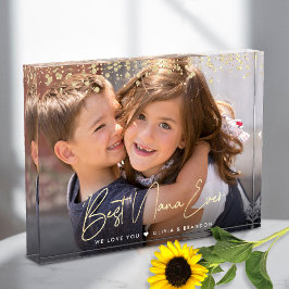 Bloque Para Fotos Mejor Nana Ever Gold Script Purpurina Nombre perso