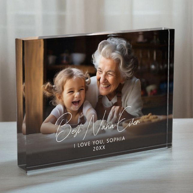 Bloque Para Fotos Mejor Nieto Nana siempre lindo Keepsake (Best Nana Ever Cute Grandchild Keepsake Photo Block)