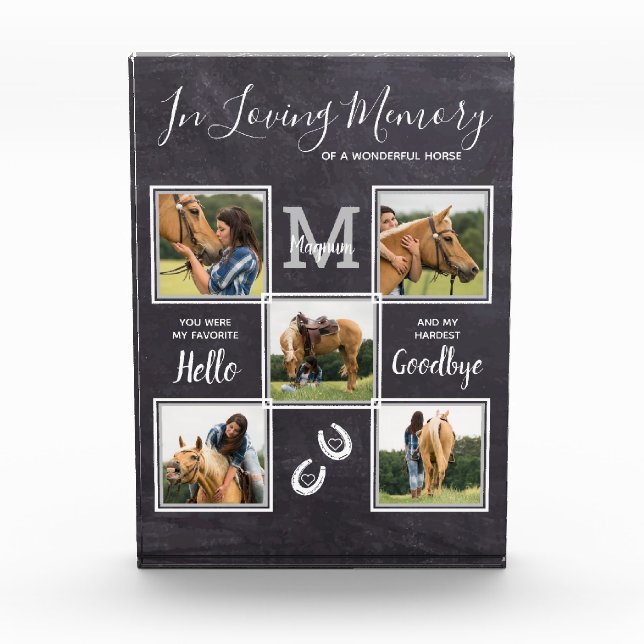 Bloque Para Fotos Memorial de caballos Mascota personalizado en memo (Anverso)