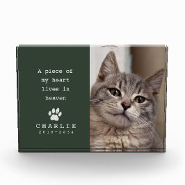 Bloque Para Fotos Memorial de Gato Mi Corazón Vive en el Cielo Verde